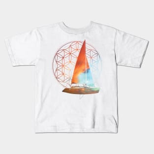 Flower of Life with Sailboat Kids T-Shirt